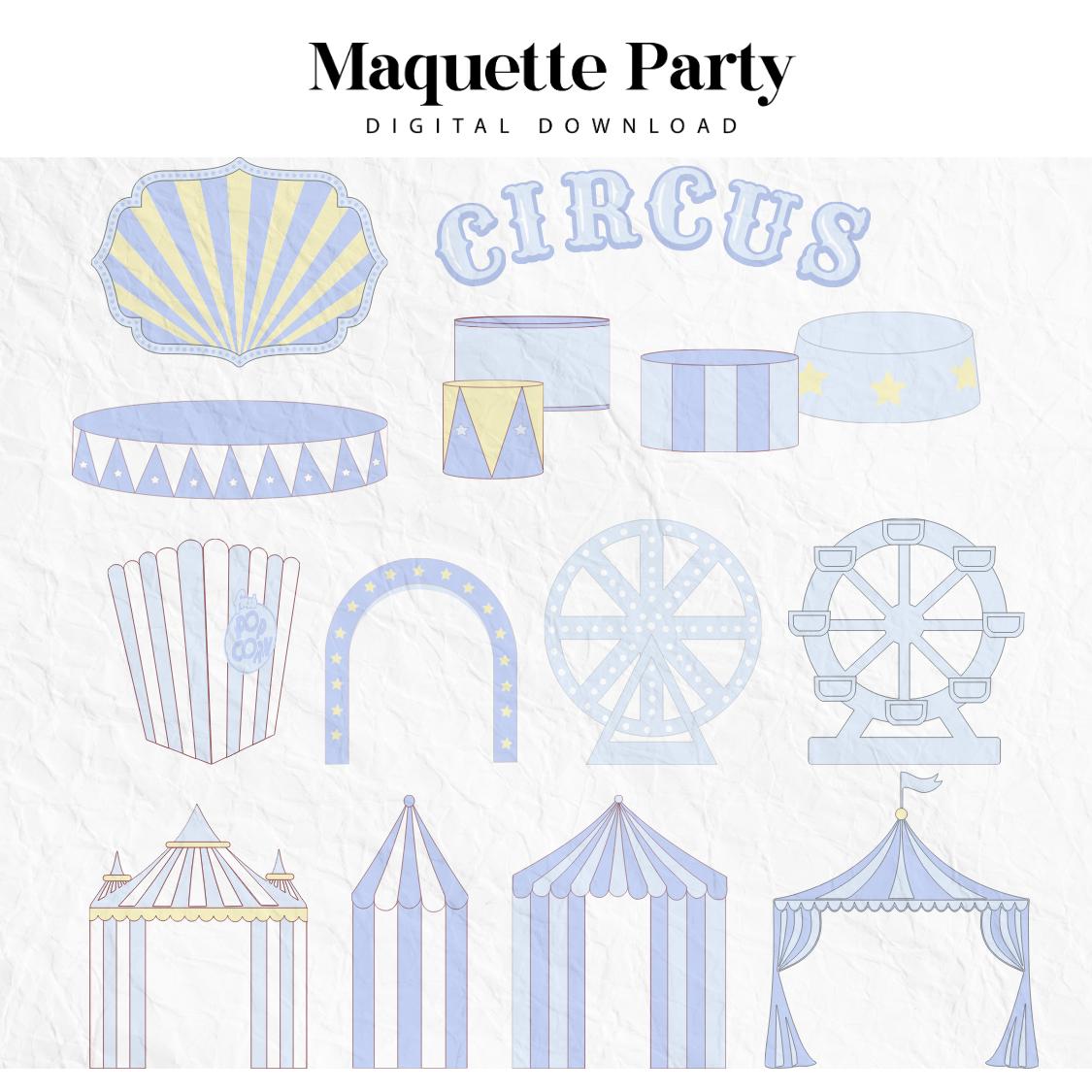 Circus SVG Bundle – 15 digital cut files featuring vintage carnival tents, acrobats, clowns, and Ferris wheels. Perfect for Cricut & Silhouette, DIY party decor, invitations, and fun crafting projects. Instant download, high-resolution vector files.