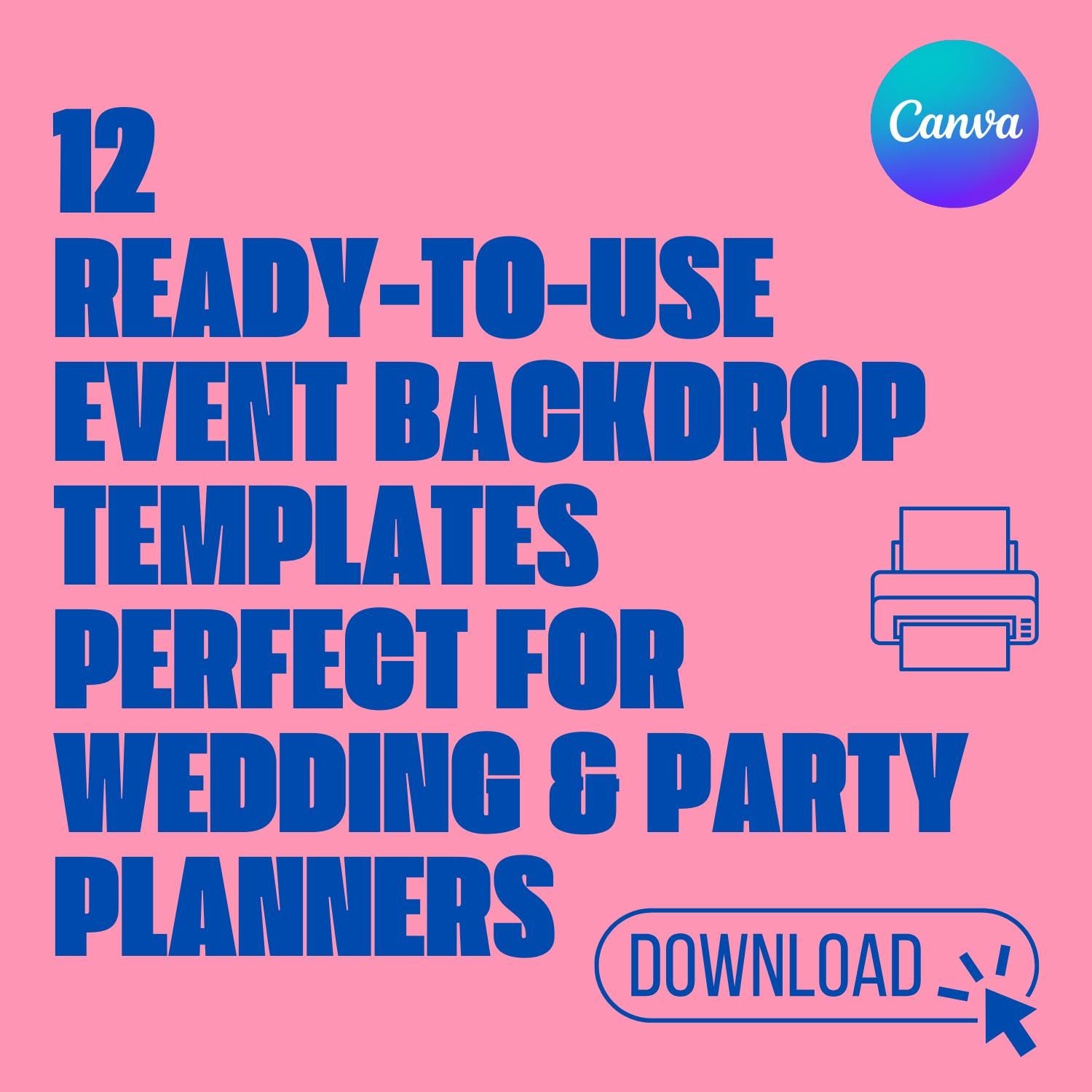 Backdrop Mockup Kit | 12 Digital Event Decor Templates | Perfect for Weddings, Birthdays &amp; Corporate Events | Canva Compatible